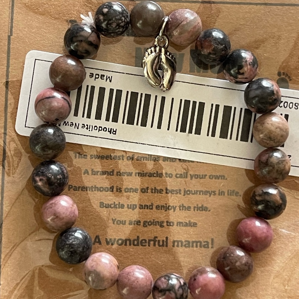 Handcrafted pregnancy Keepsake bracelet with classic footprint charm